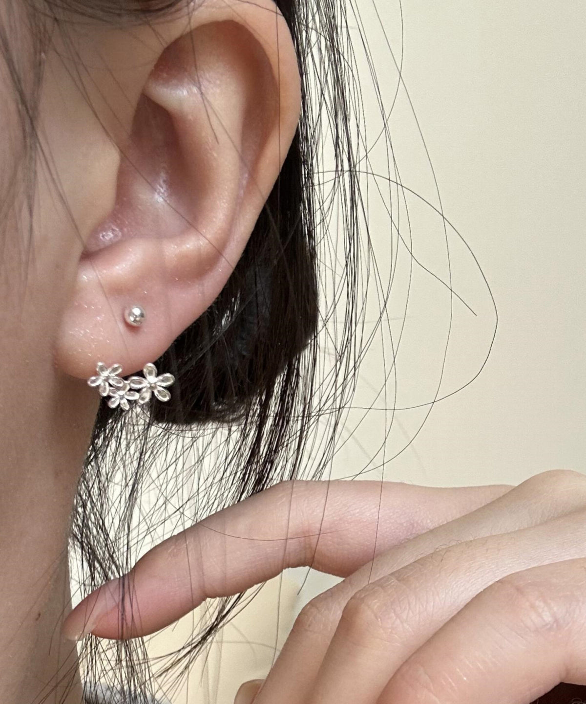 Fine Silk Sterling Silver Stud Earrings