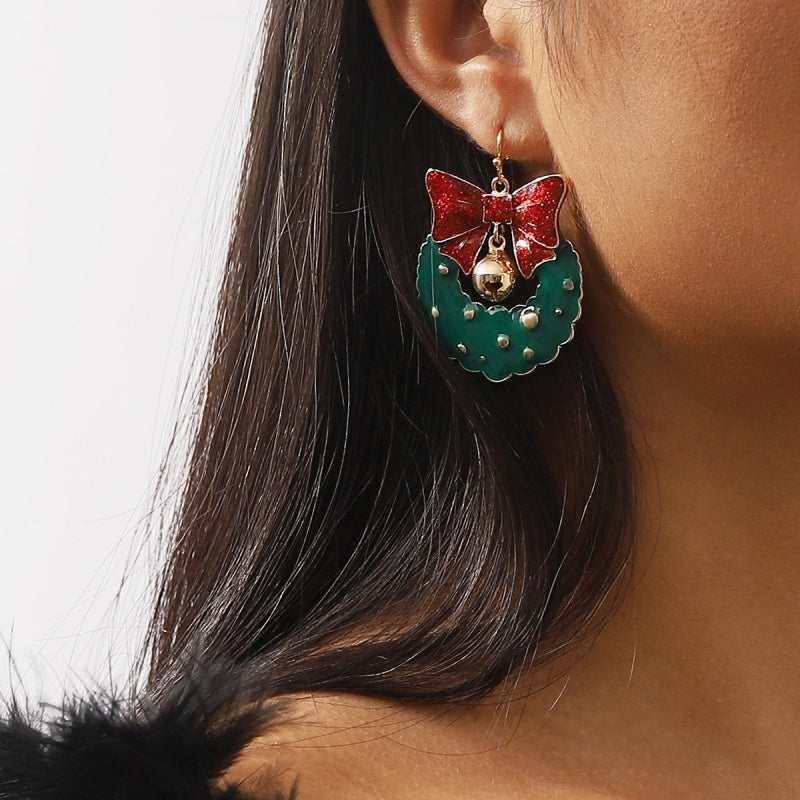 Patchwork With Bow Earrings