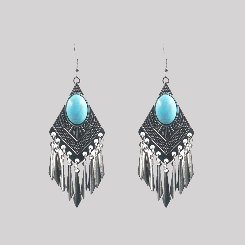 Geometric Tassel Patchwork Earrings