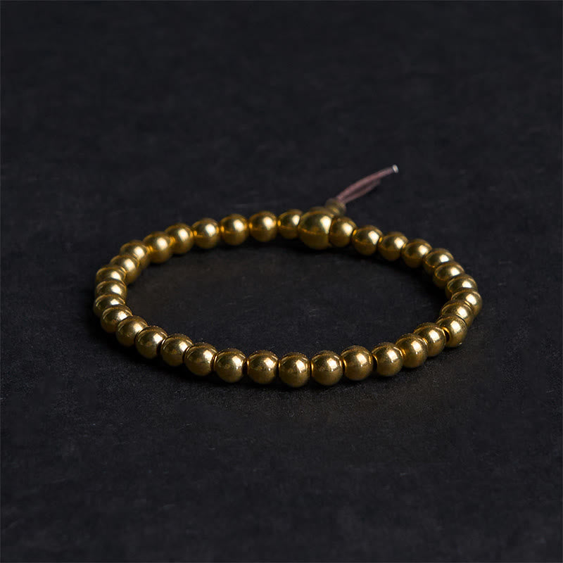 Buddha Stones Tibetan Retro Pure Copper Brass Bead Wealth Bracelet