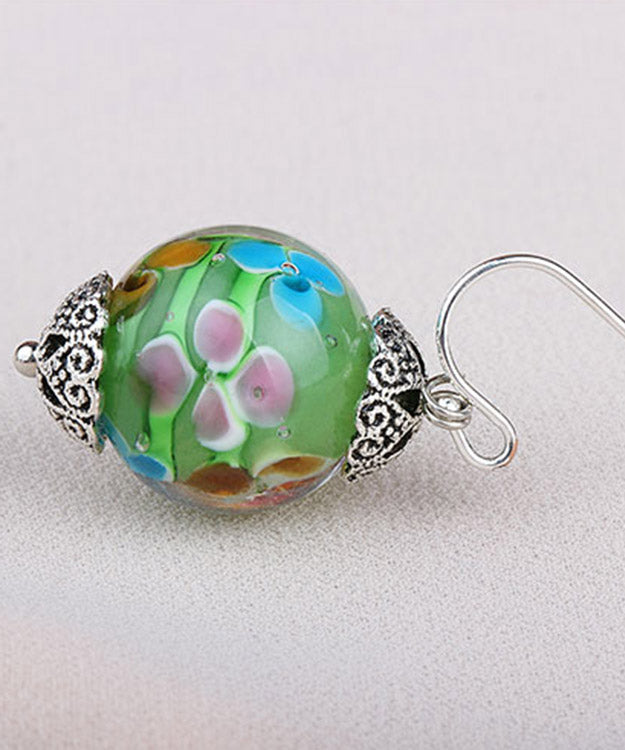 Green Sterling Silver Coloured Glaze Drop Earrings