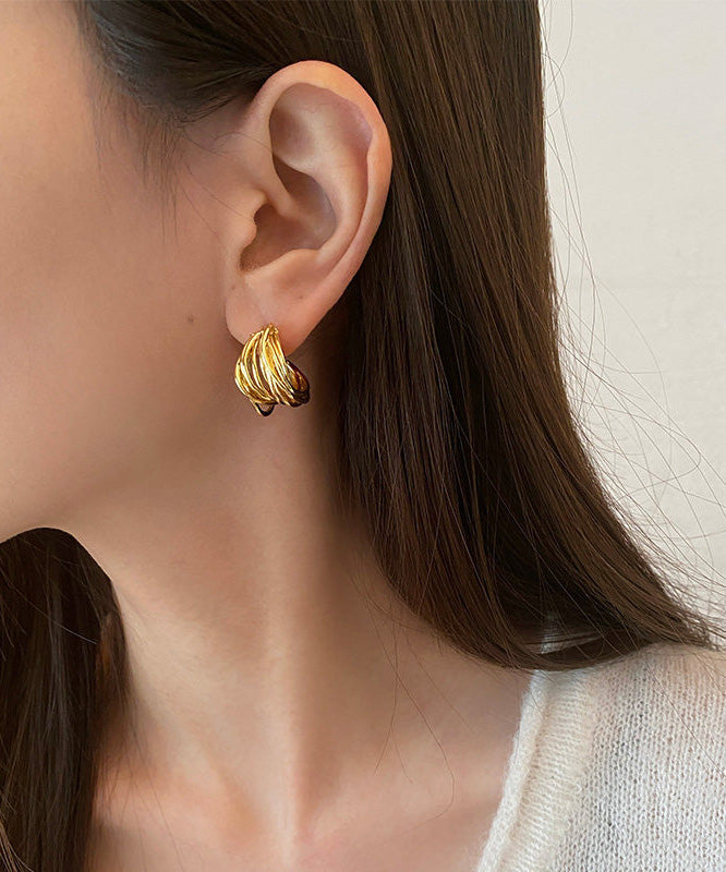 New Gold Metal Silver Needle Stud Earrings
