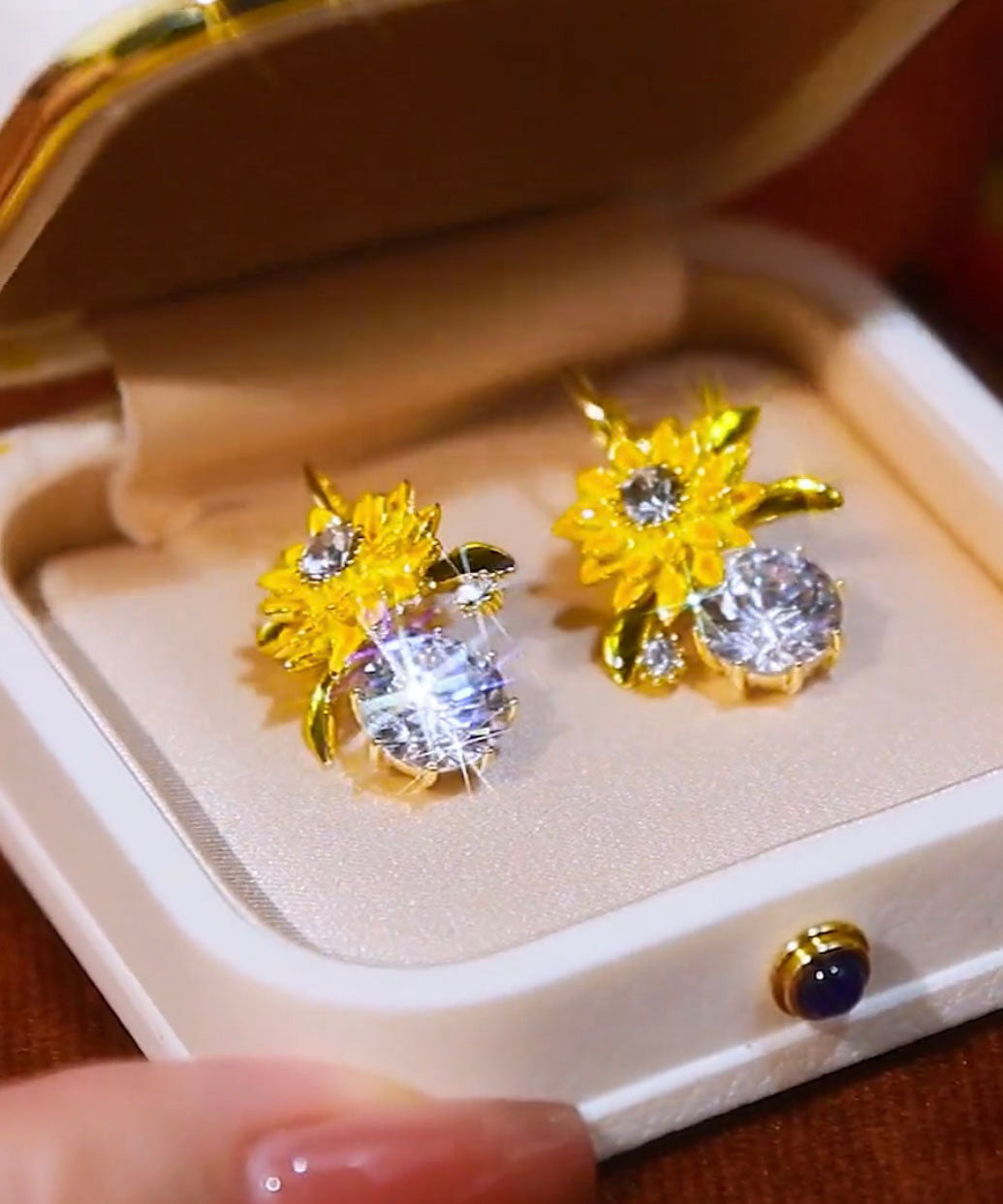 Yellow Sterling Silver Alloy Zircon Drop Earrings