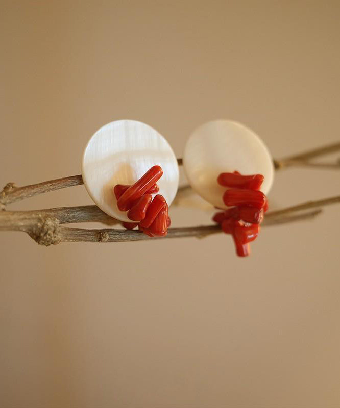 Colorblock Alloy Shell Stud Earrings