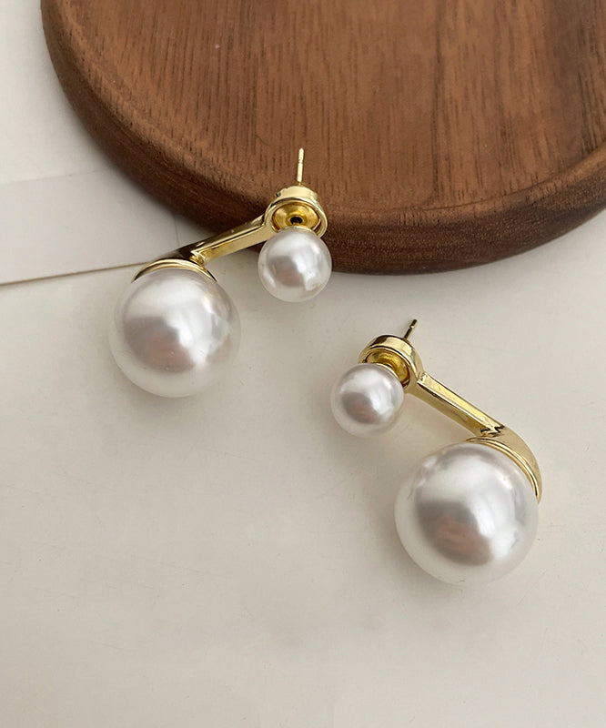 White Sterling Silver Alloy Pearl Stud Earrings