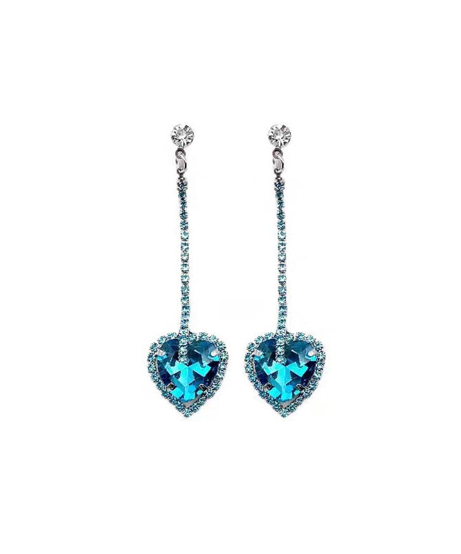 Original Design Blue Sterling Silver Zircon Love Drop Earrings