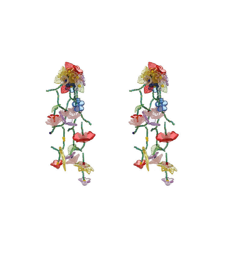 Woven Acrylic Long Drop Earrings
