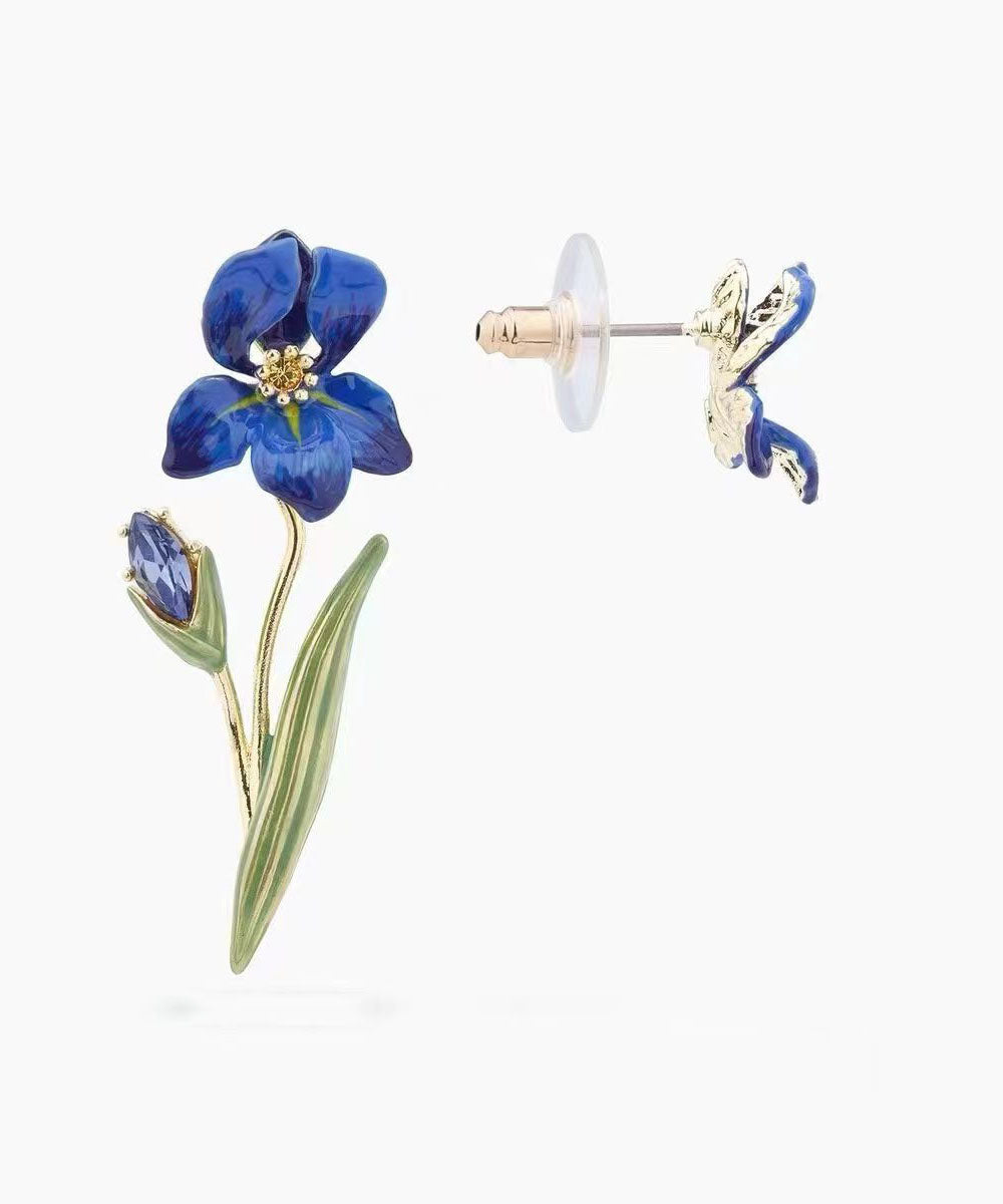 Blue Alloy Zircon Drop Earrings