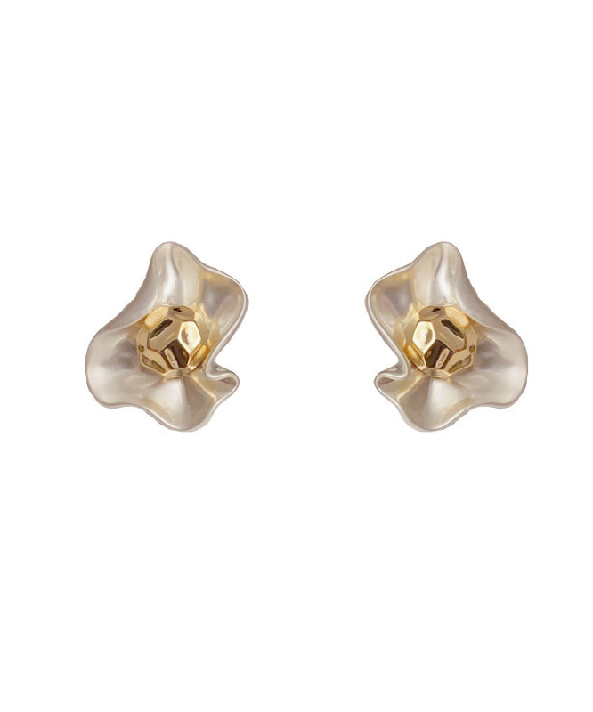 White Copper Overgild Stud Earrings