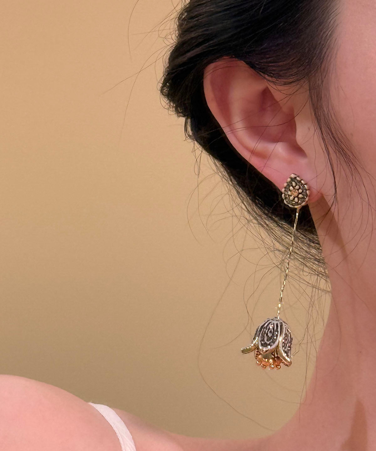Gold Sterling Silver Overgild Tassel Drop Earrings