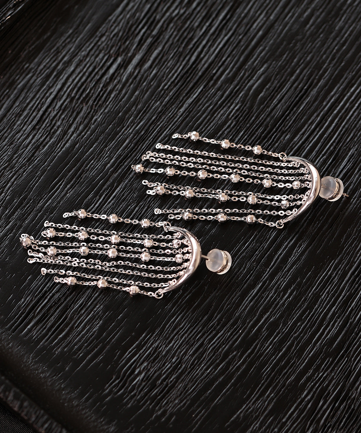 Loose Silk Sterling Silver Chain Tassel Drop Earrings