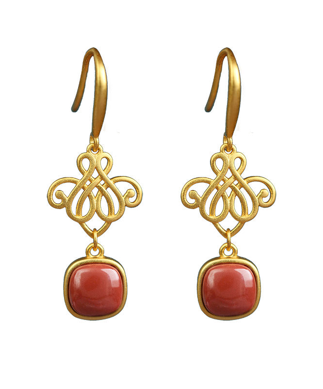 Red Sterling Silver Agate Butterfly Drop Earrings
