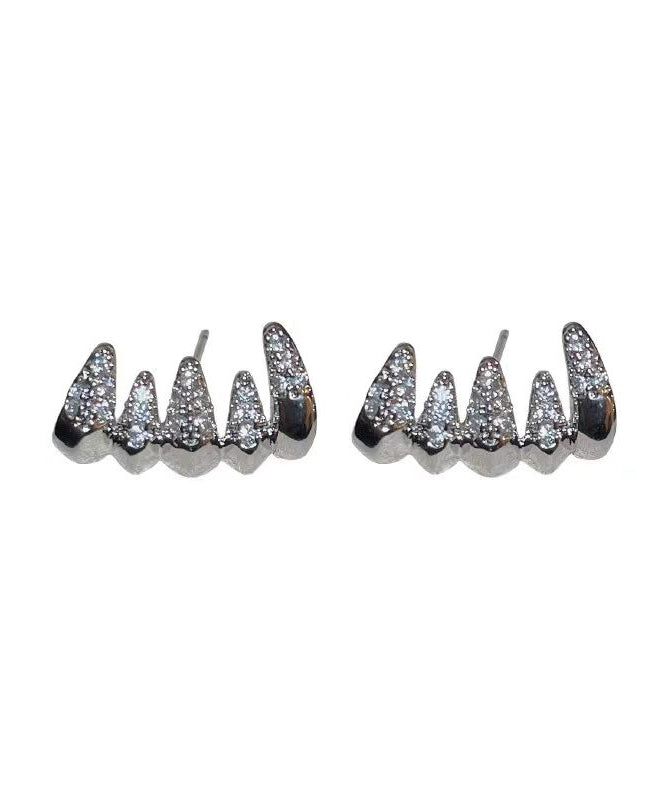 Silver Zircon Stylish Stud Earrings