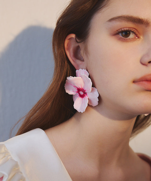 Exaggeration Pink Oversize Alloy Stud Earrings