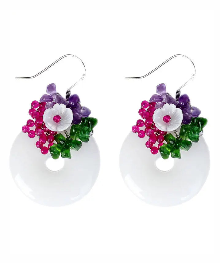 Sterling Silver Jade Crystal Drop Earrings