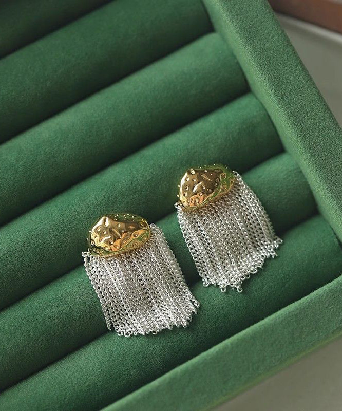 Art White Copper Overgild Tassel Drop Earrings