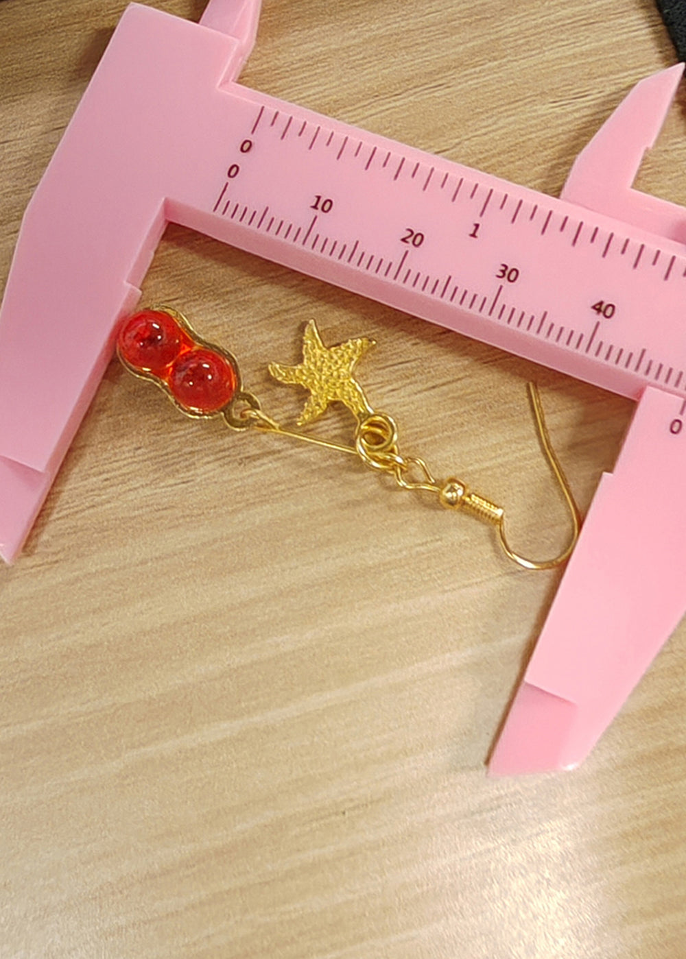 Red Gem Stone Starfish Design Drop Earrings