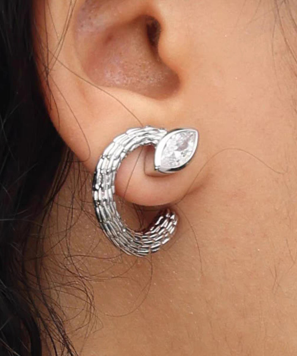 Silk Copper Silver-plated Hoop Earrings