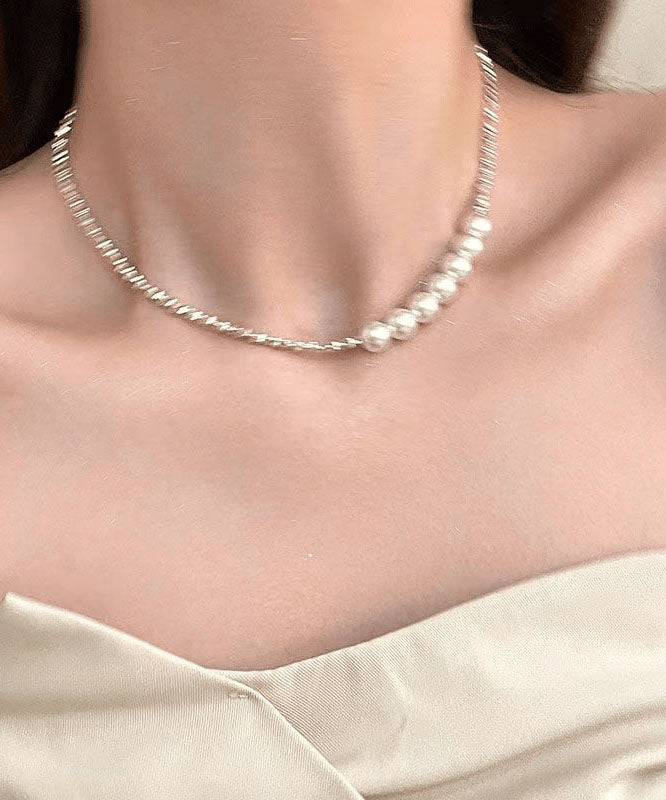 White Sterling Silver Pearl Broken Silver Princess Necklace Ya005