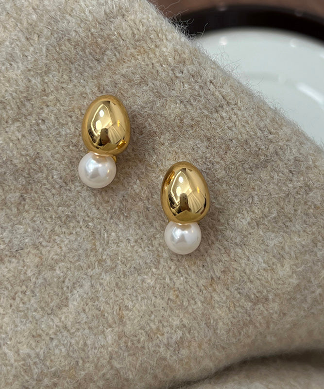 Gold Stcopper Overgild Pearlud Earrings