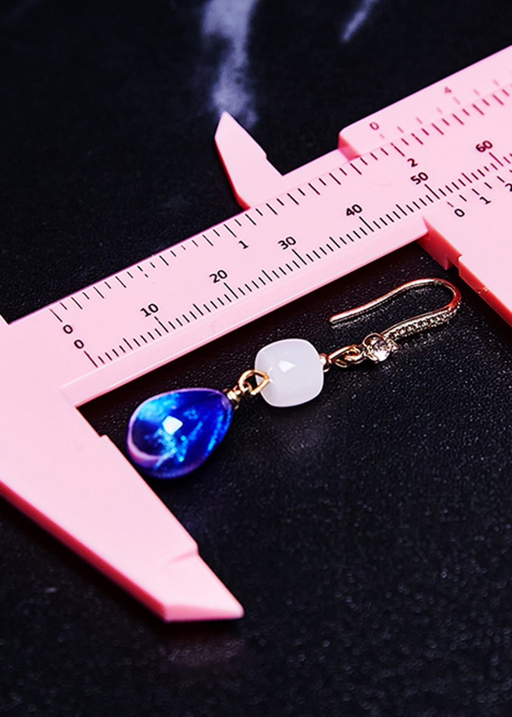 Style Peacock Blue Water Droplet Gem Stone Drop Earrings