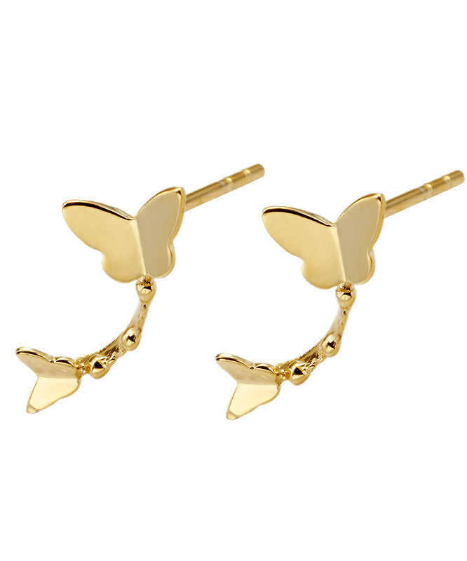 Gold Silver Overgild Butterfly Stud Earrings