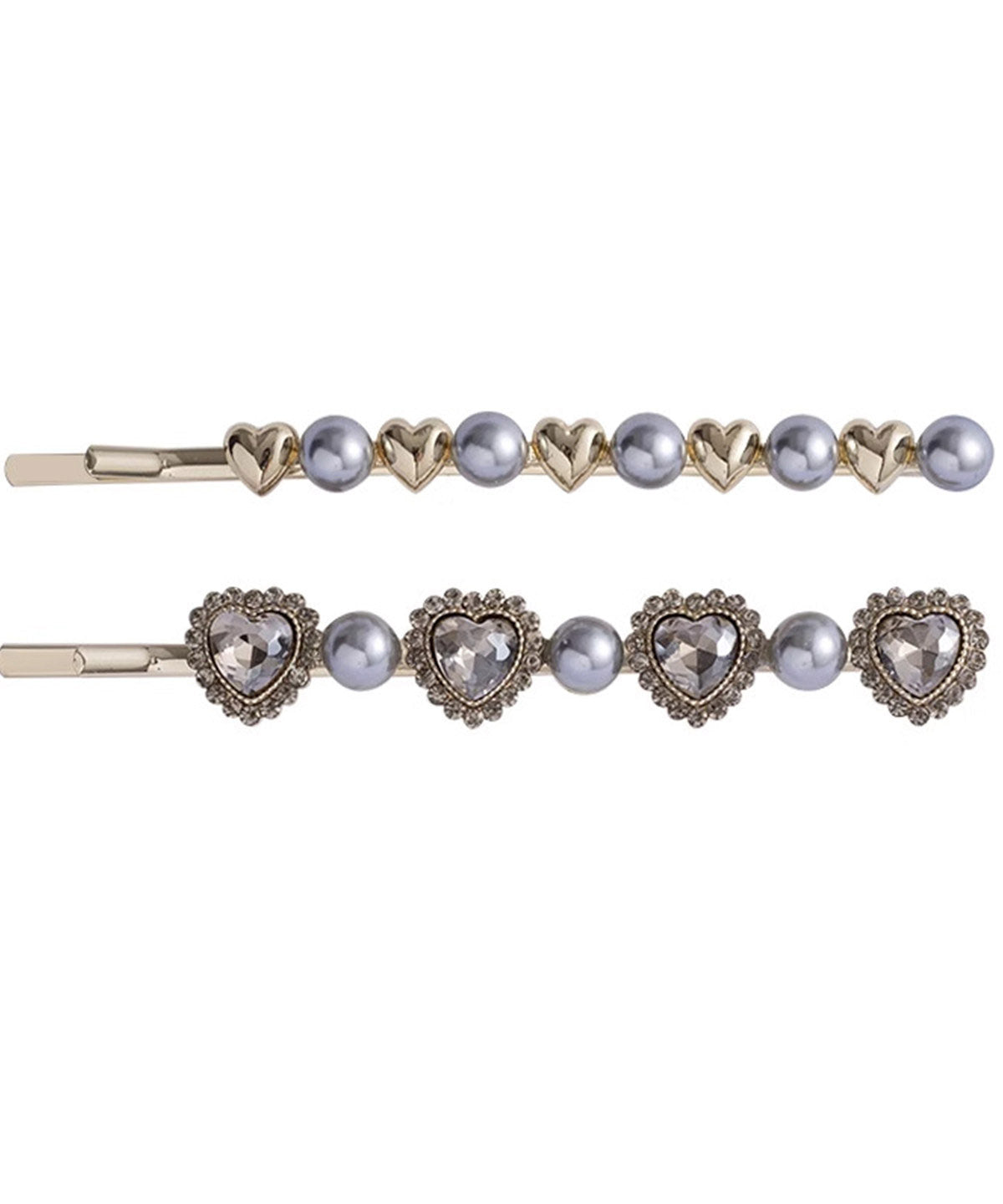 Grey Alloy Crystal Zircon Pearl a Pair Hairpin