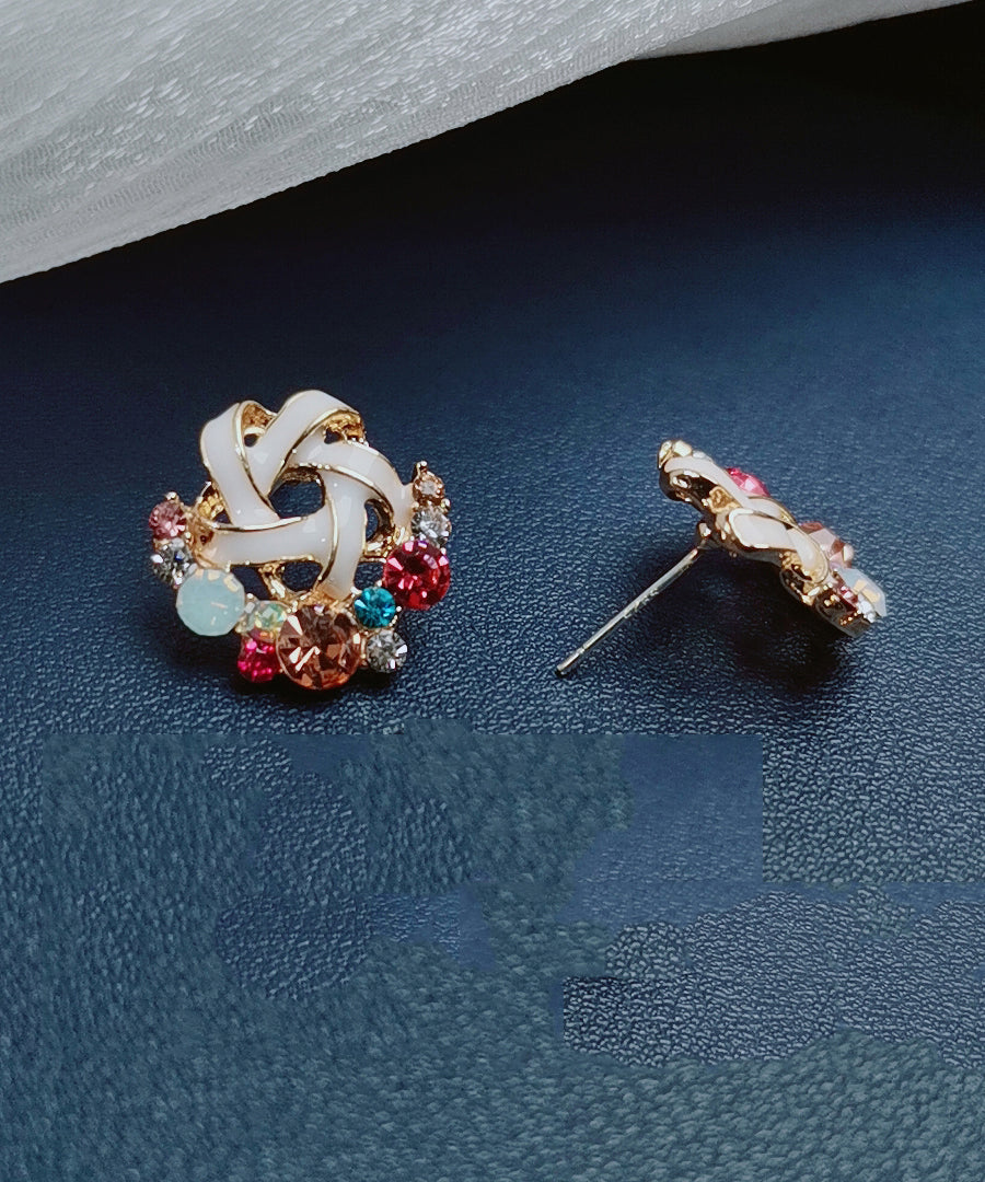 Rainbow Alloy Zircon Stud Earrings
