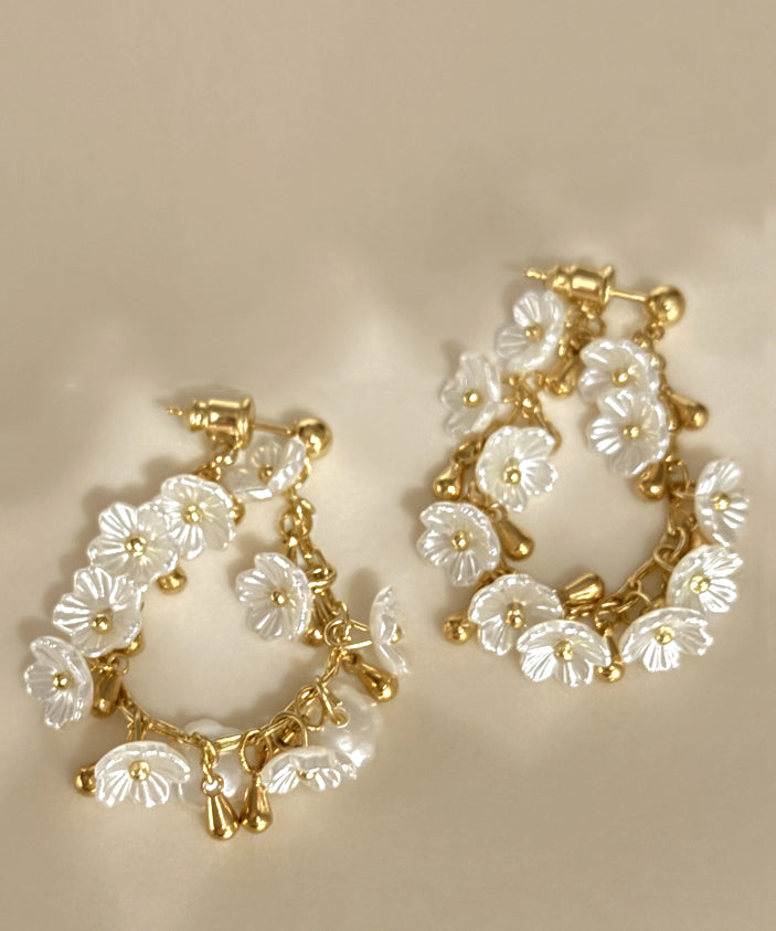 French Gold Copper Overgild Tassel Hoop Earrings