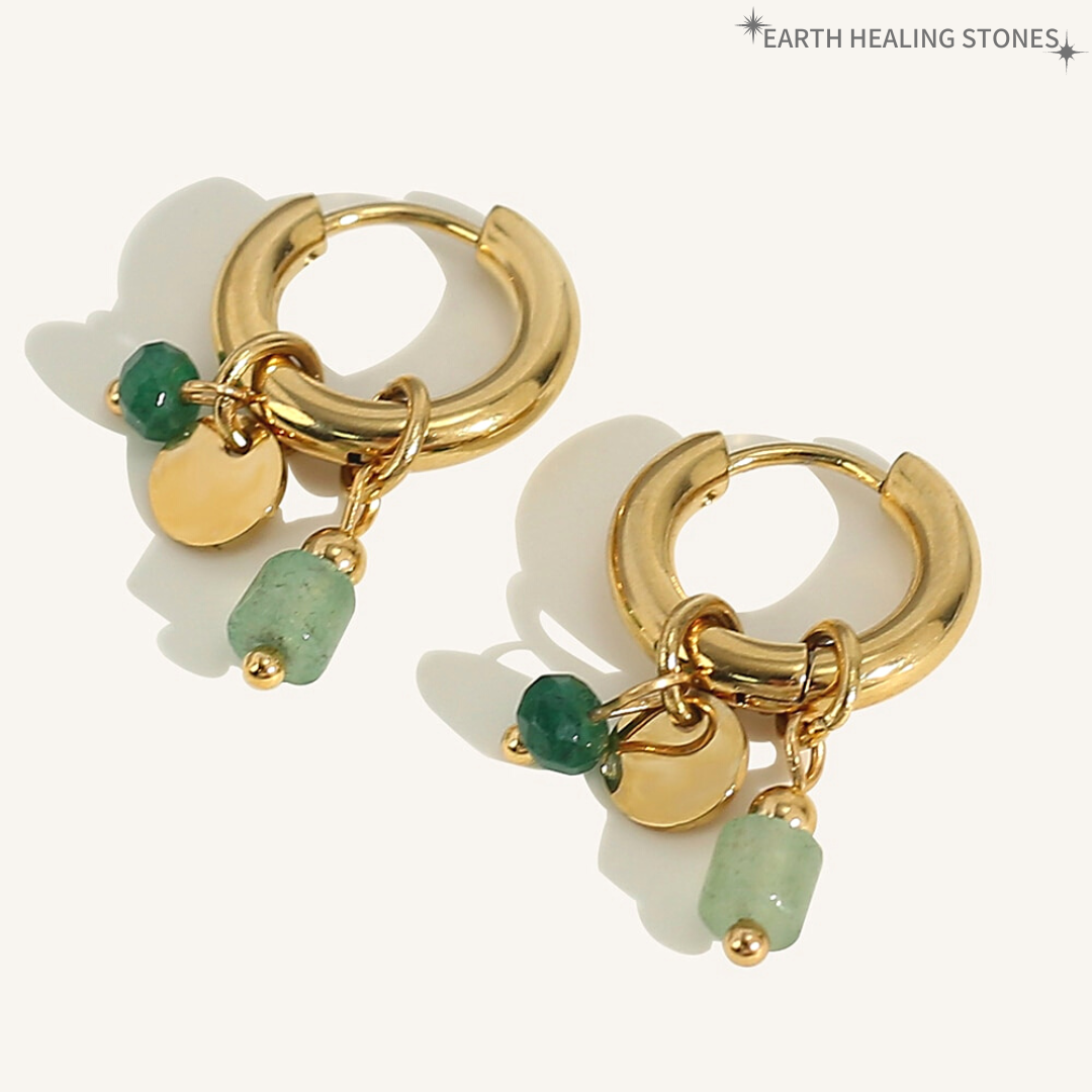 18k Gold-plated Aventurine Hoop Earrings