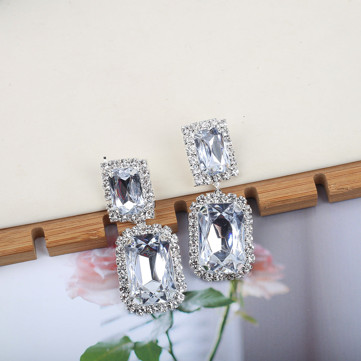 Ava Square Crystal Earrings