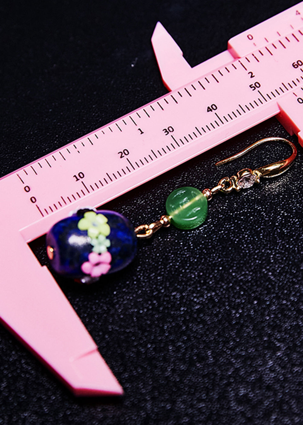 Original Design Multicolour Flower Bluestone Jade Drop Earrings