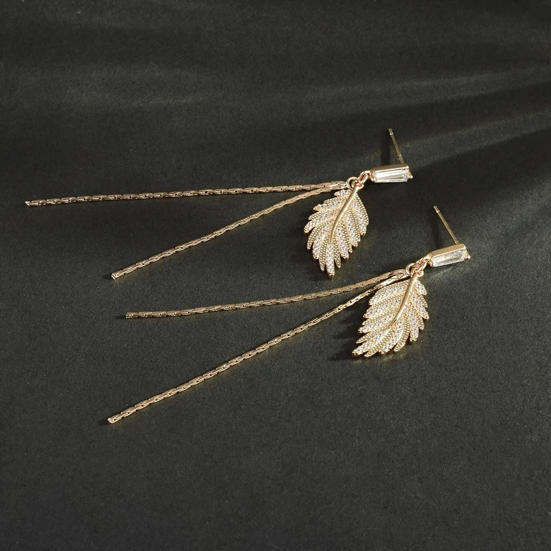 Gold Leaf Dangle Earrings