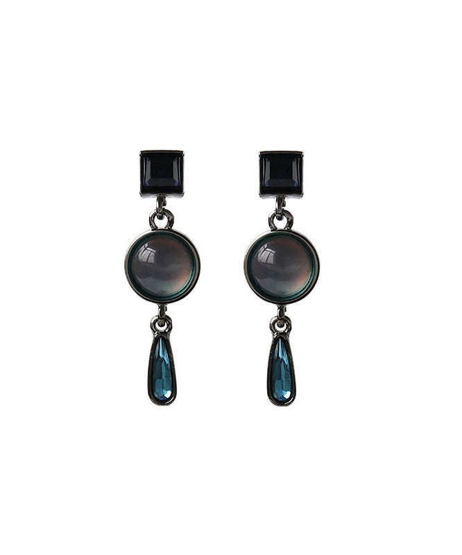 Blue Sterling Silver Alloy Crystal Water Drop Drop Earrings