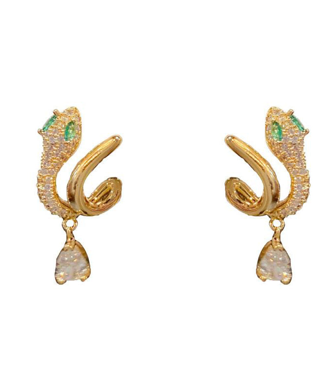 Vogue Gold Copper Alloy Zircon Serpentine Drop Earrings