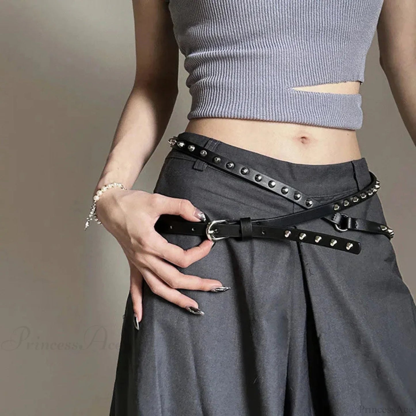 Rebellious Dark Western Double Loop Rivet Belt