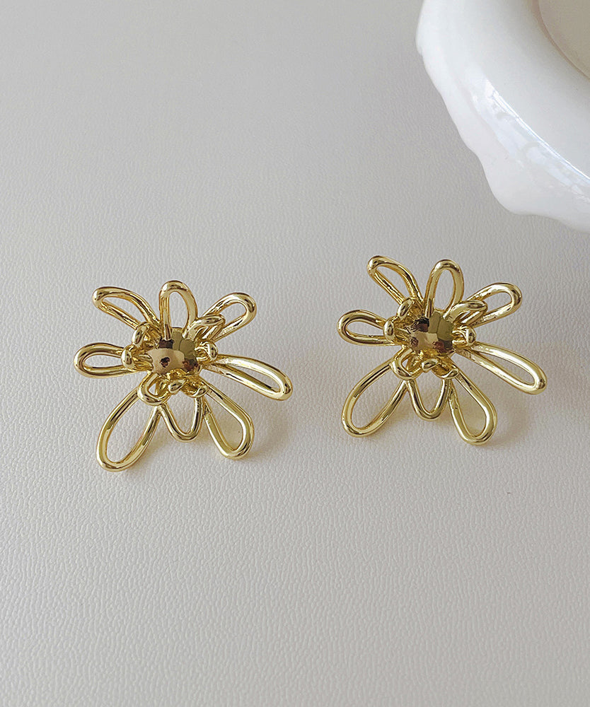 Stylish Gold Metal Alloy Hollow Out Stud Earrings