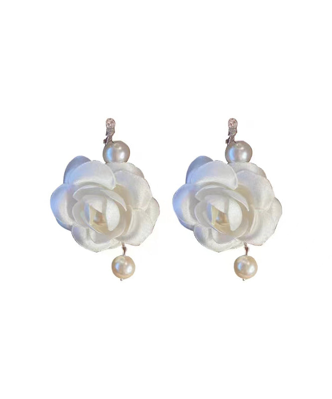 Regular White Copper Pearl Zircon Drop Earrings