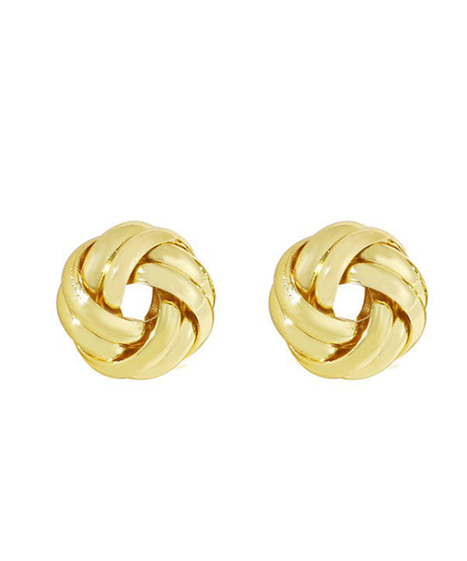 Classy Gold Metal Alloy Circular Winding Stud Earrings