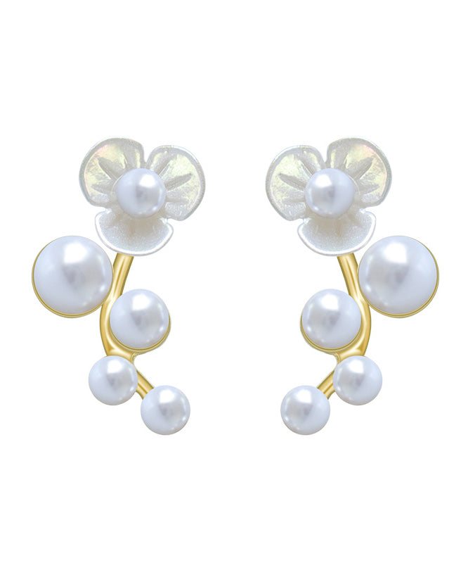 Classy White Alloy Pearl Stud Earrings