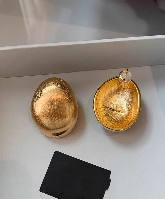 Style Gold Copper Wire Drawing Stud Earrings