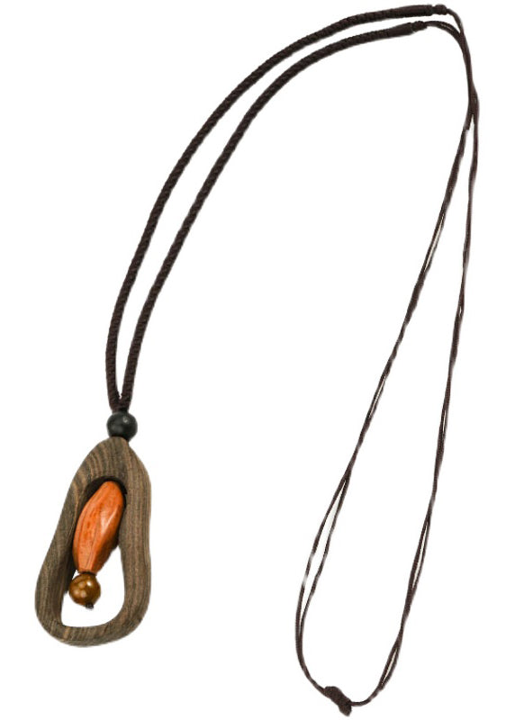Brown Cotton 45% Linen 55% Sandwood Pendant Necklace