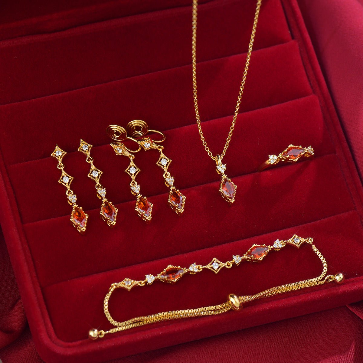 Crimson Lattice Earrings