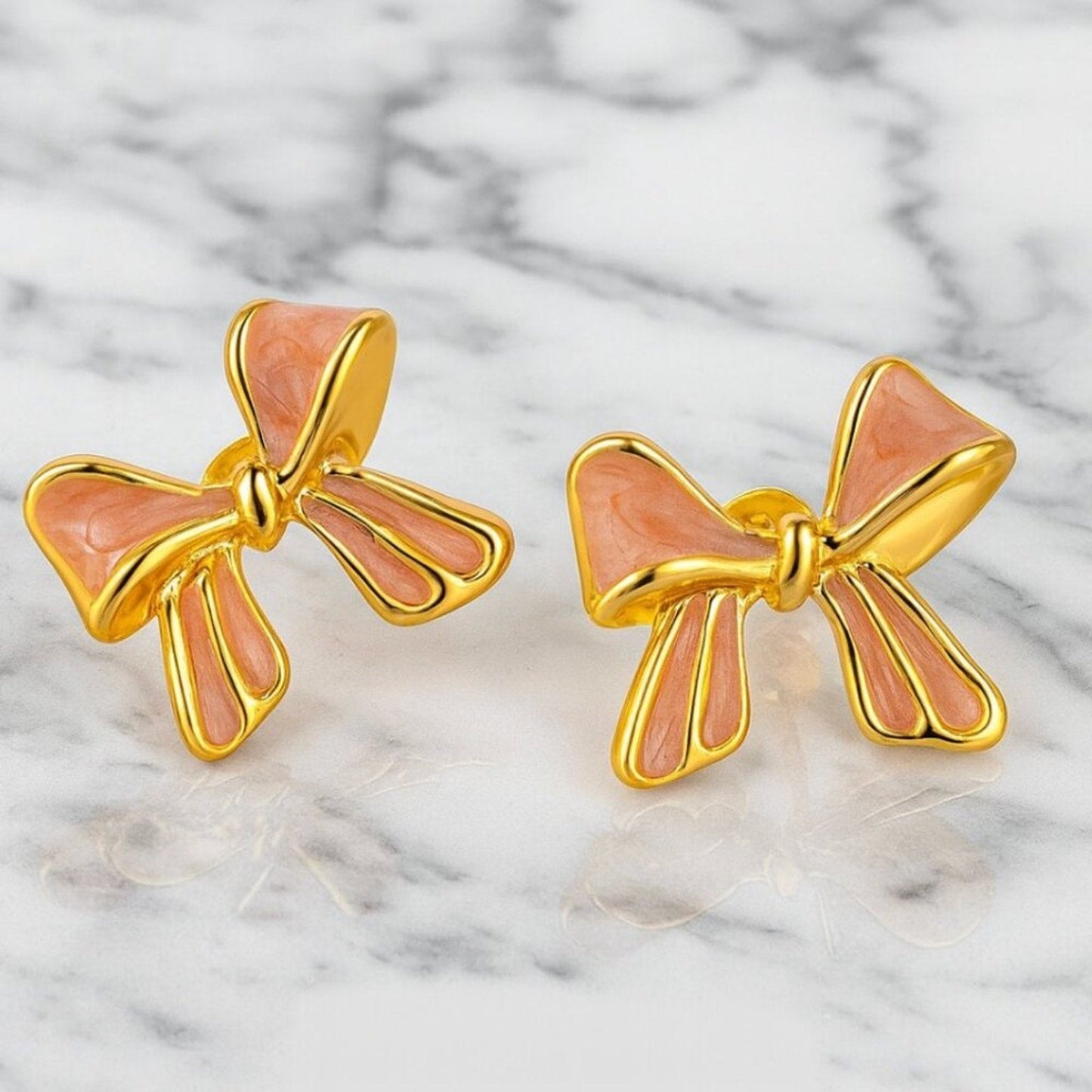 "" Pink Gold Bow Earrings