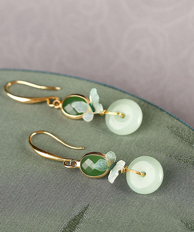 Regular Green Sterling Silver Coloured Glaze Drop Earring