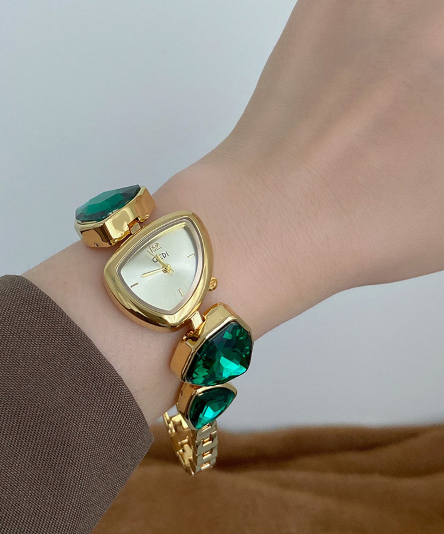 Stylish Red Stainless Steel Alloy Asymmetrical Crystal Watches