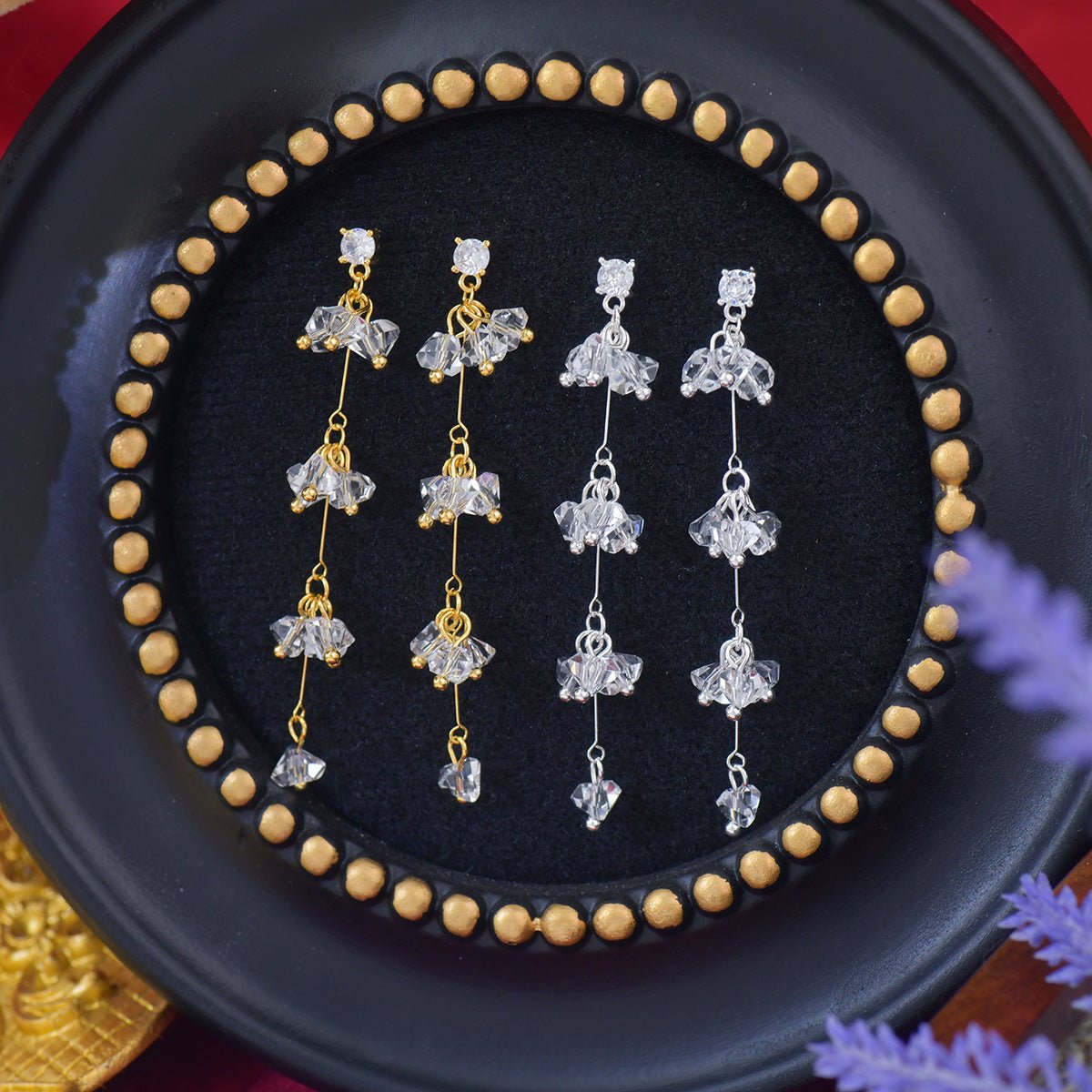 Elara Crystal Earrings in Silver