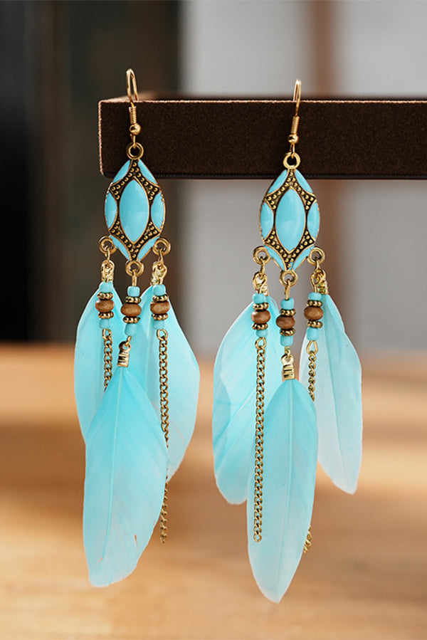 Colorful Feather Tassel Dangle Drop Earrings