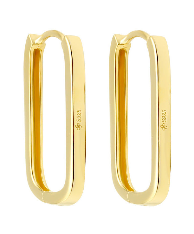 Gold Silver 14k Overgild Rectangle Hoop Earrings