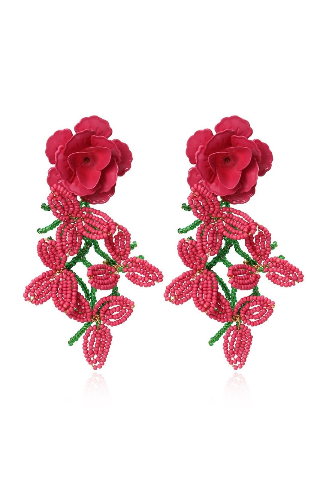 Petal Beaded Tassel Earrings